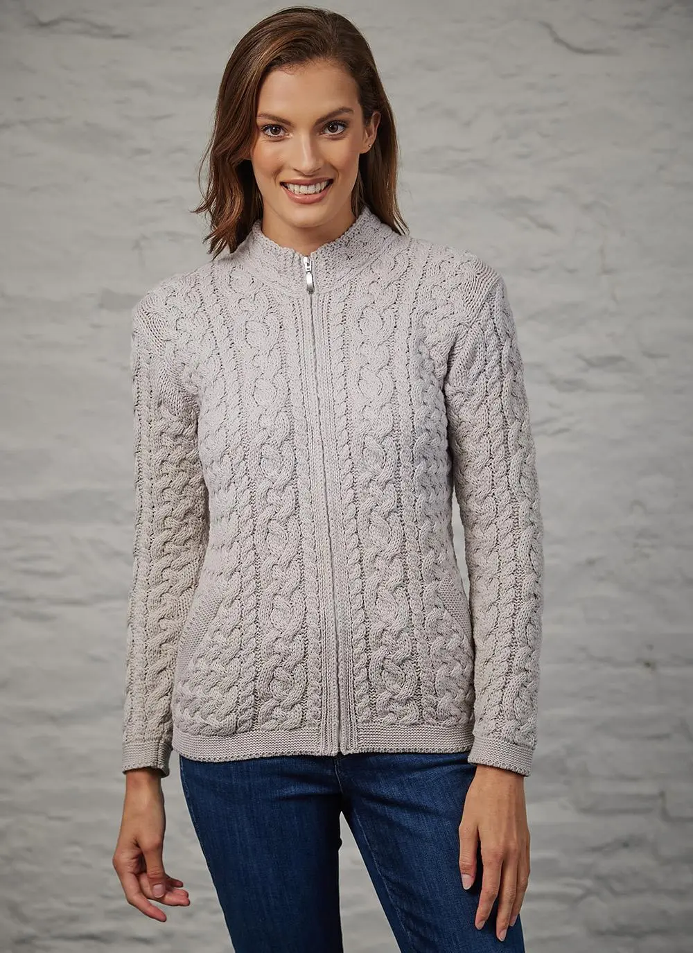 Tara Summer-Weight Aran Zip Cardigan