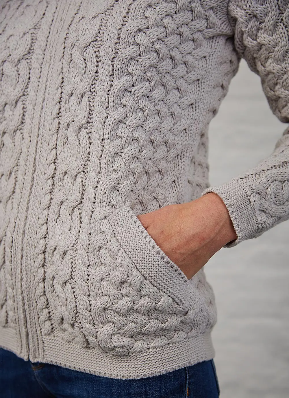 Tara Summer-Weight Aran Zip Cardigan