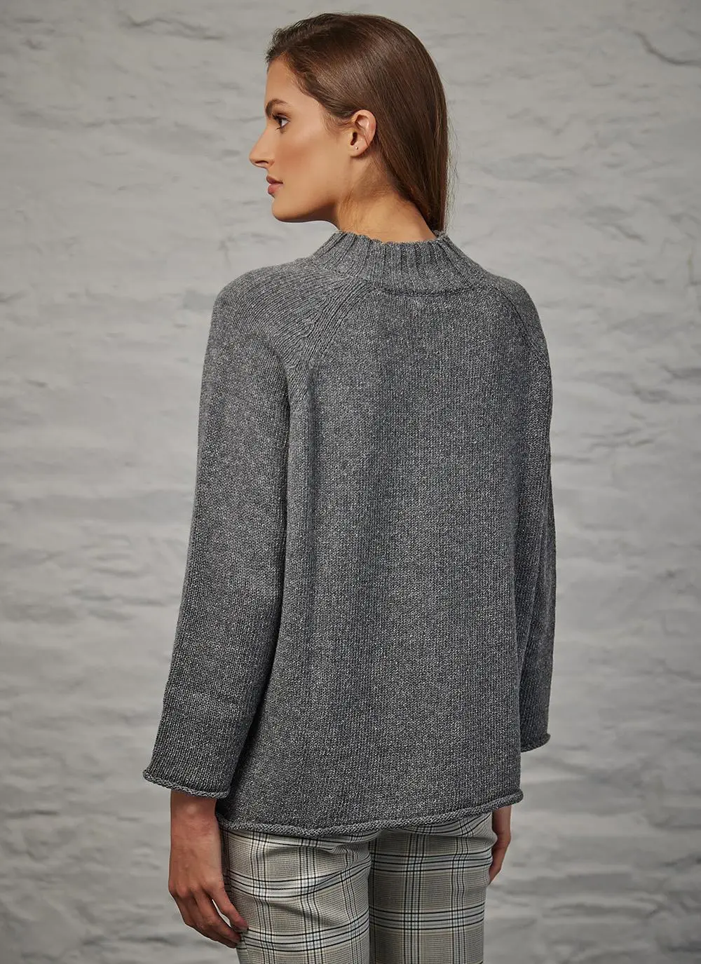 Donegal Tweed Turtle Neck Sweater with Rolled Hems