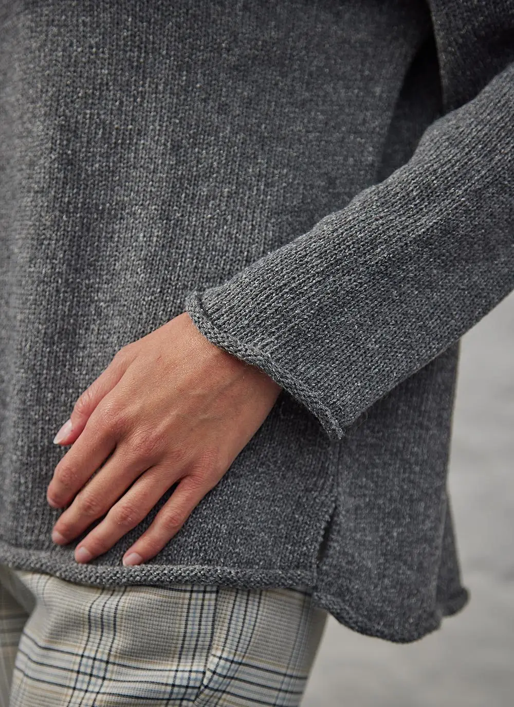 Donegal Tweed Turtle Neck Sweater with Rolled Hems