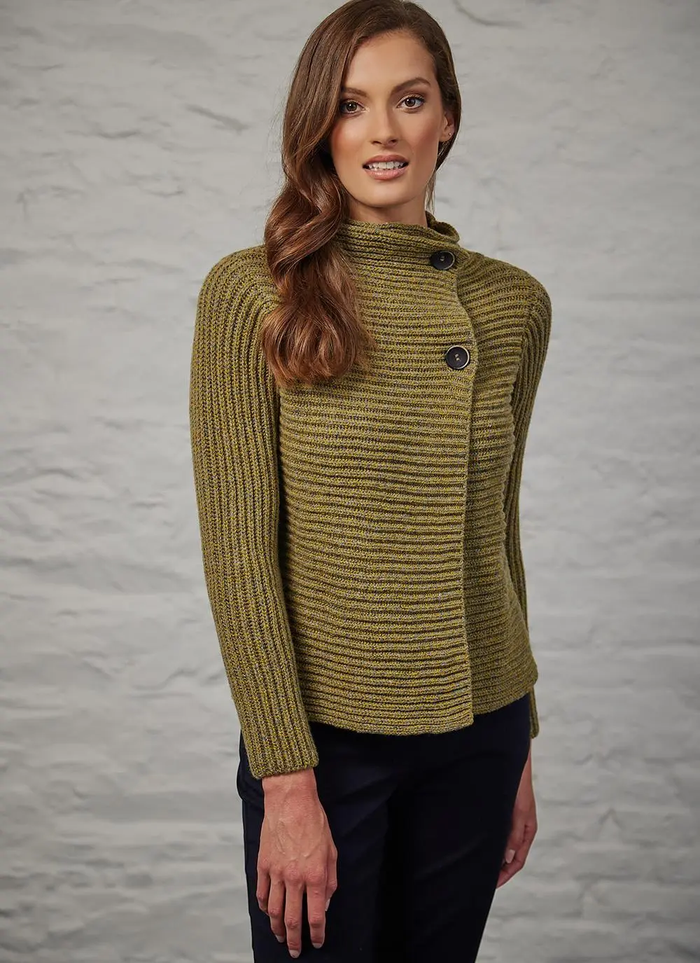 Fisherman Wool Cashmere Ribbed Cardigan