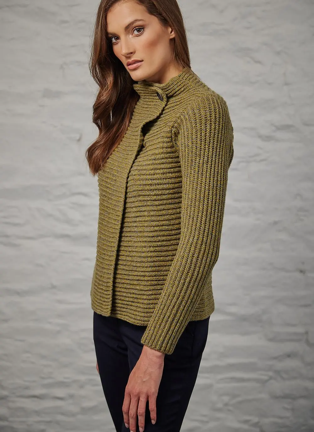 Fisherman Wool Cashmere Ribbed Cardigan