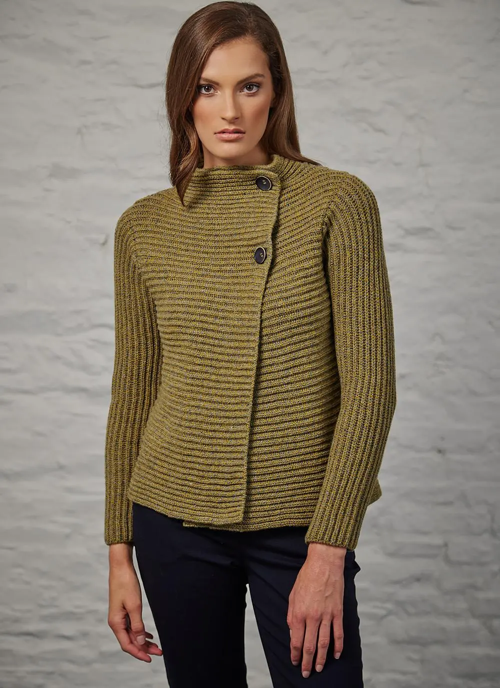 Fisherman Wool Cashmere Ribbed Cardigan
