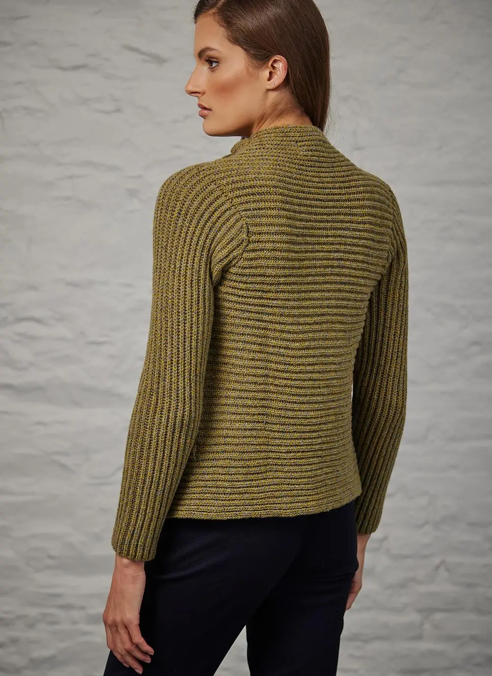 Fisherman Wool Cashmere Ribbed Cardigan