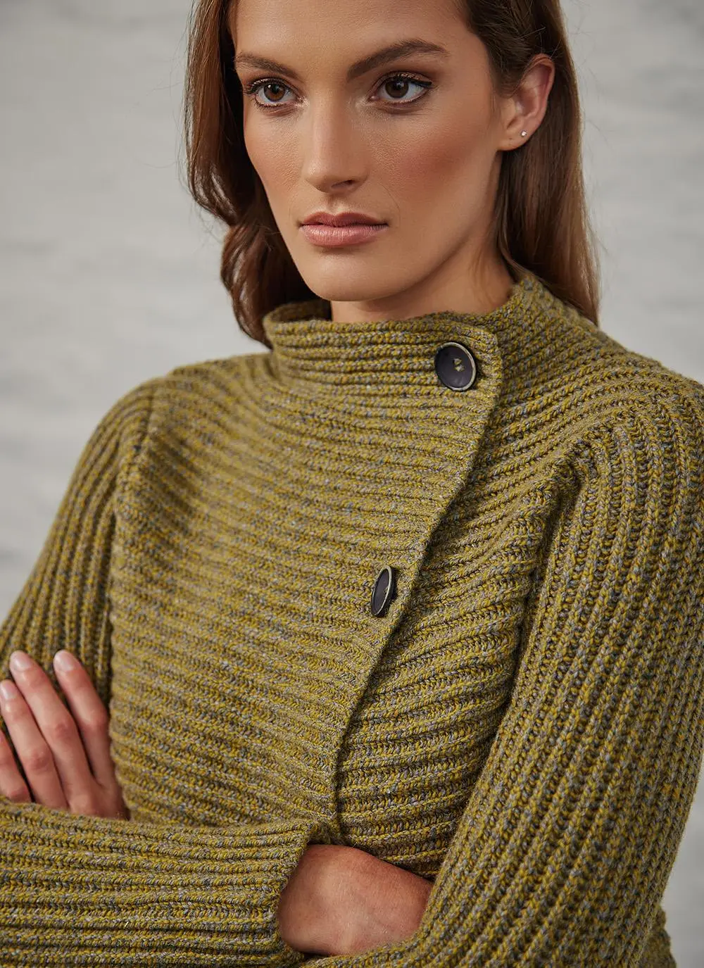 Fisherman Wool Cashmere Ribbed Cardigan