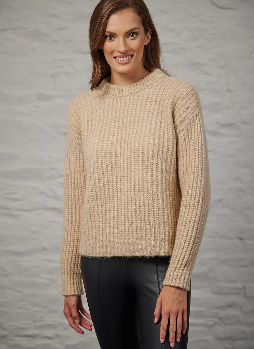 Fisherman Chunky Ribbed Crew Sweater