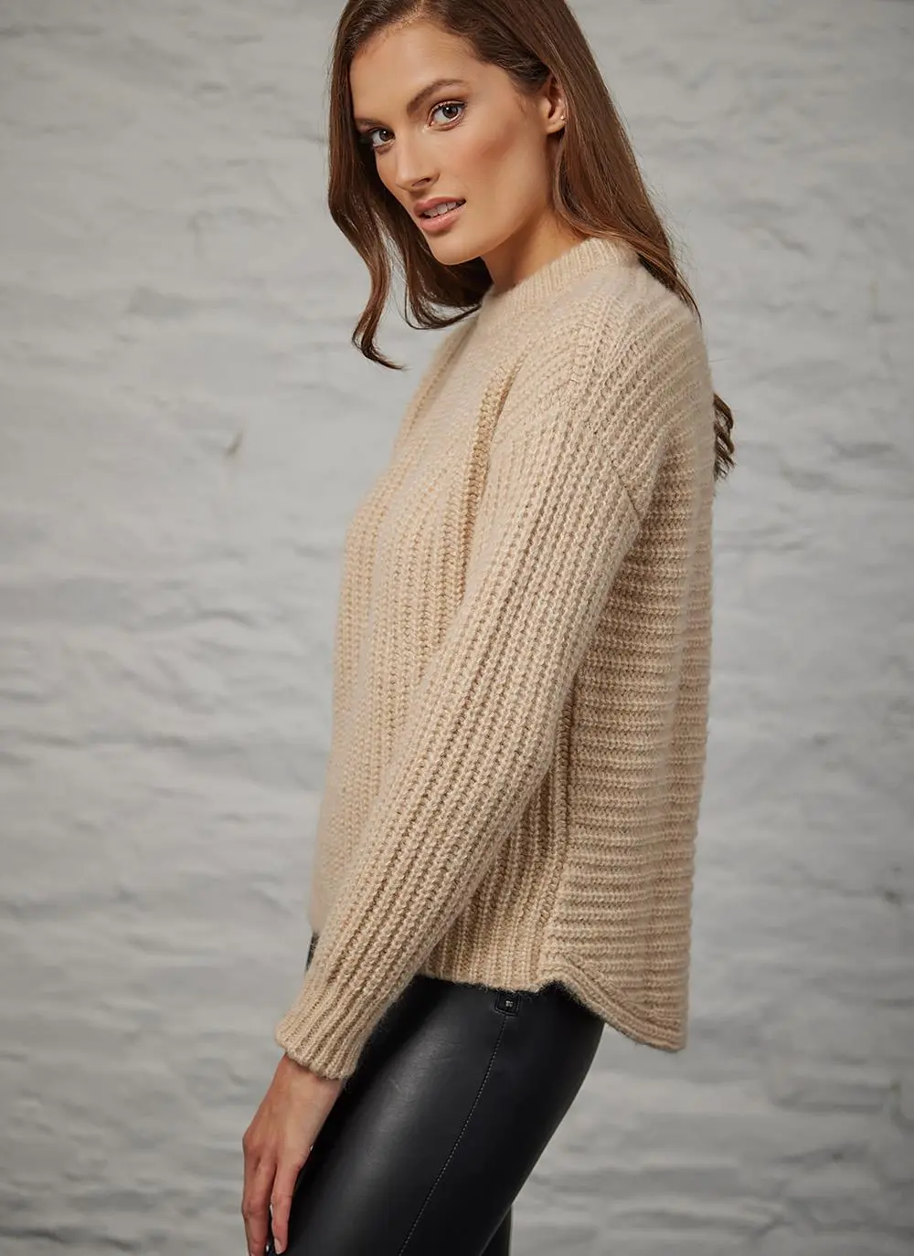 Fisherman Chunky Ribbed Crew Sweater