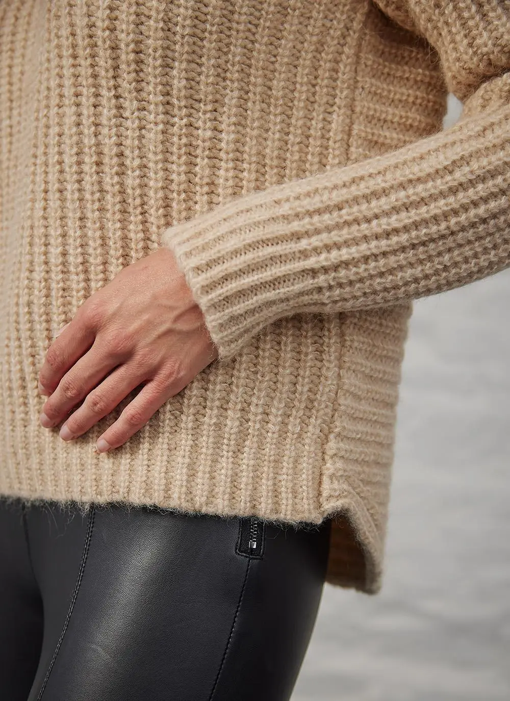 Fisherman Chunky Ribbed Crew Sweater