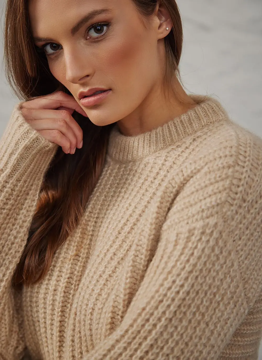 Fisherman Chunky Ribbed Crew Sweater