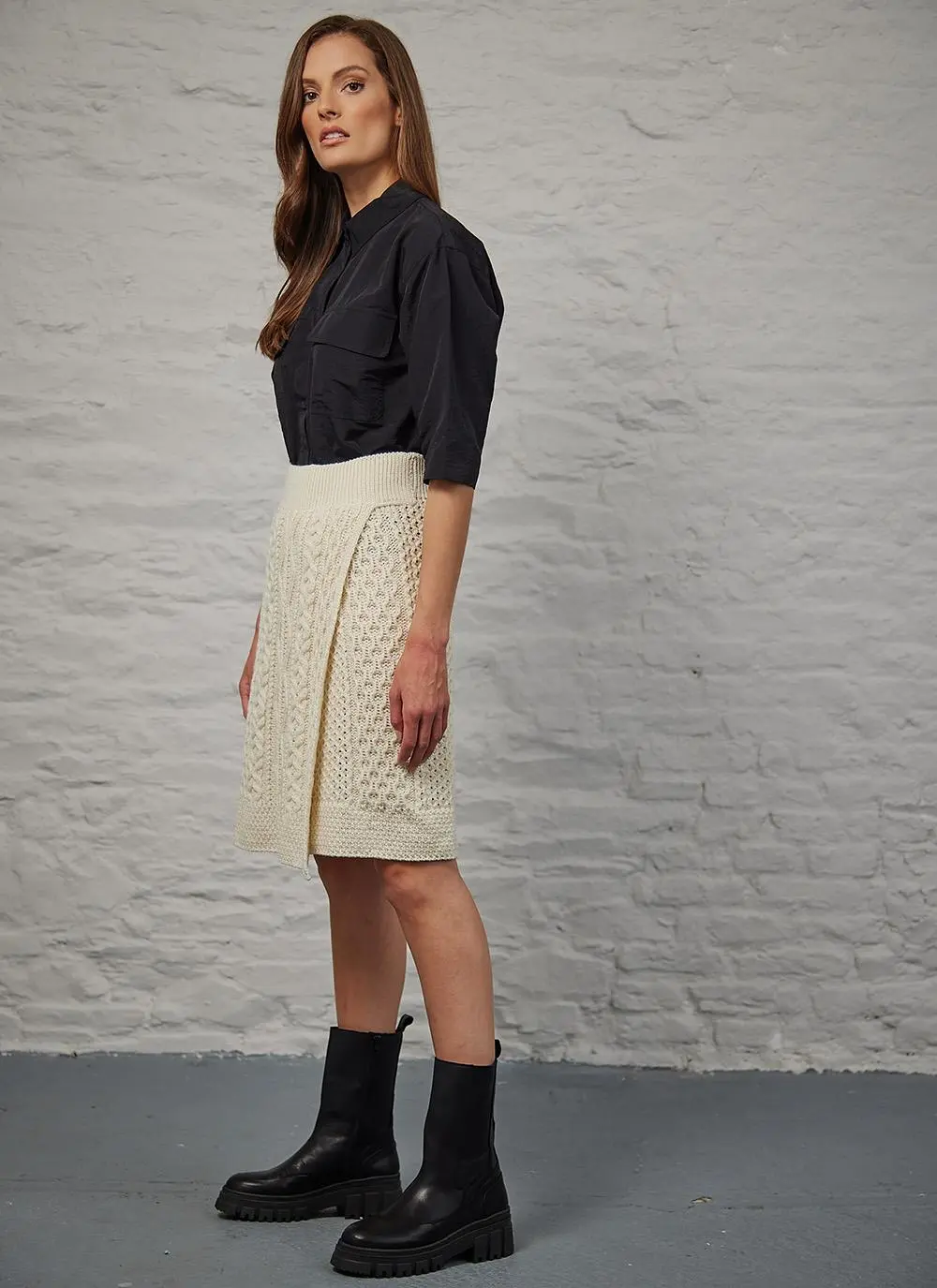 Teresa Aran Crossover Knee Length Skirt