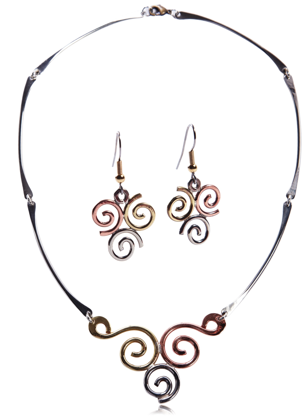 Triple Spiral Necklace & Earrings Set