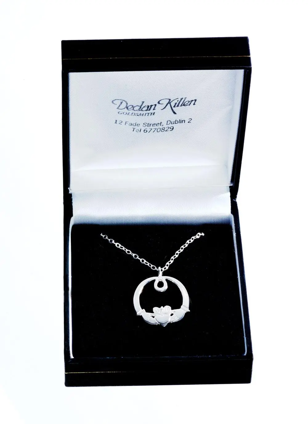 Contemporary Sterling Silver Claddagh Pendant 