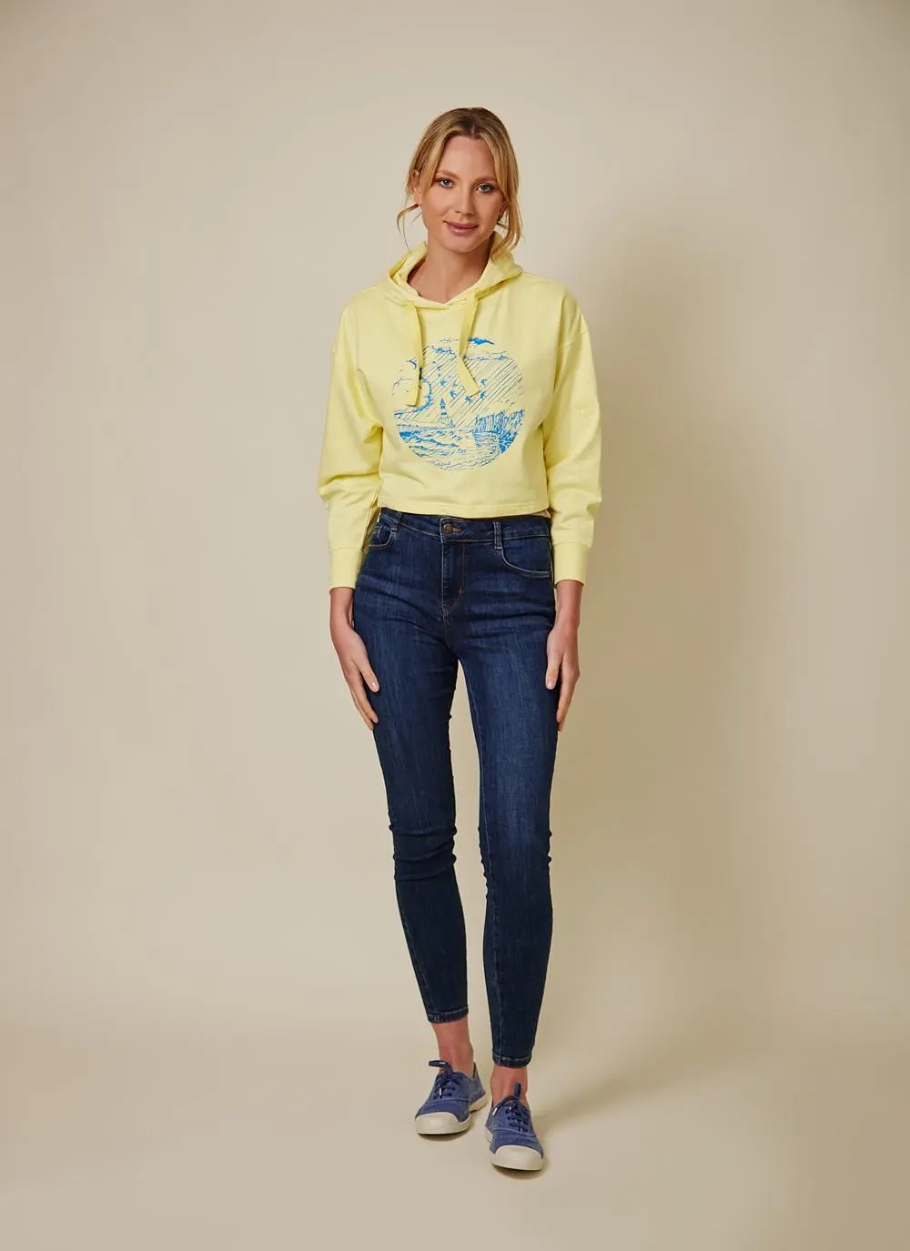 Ladies' Lighthouse Graphic Sustainable Cropped Hoodie