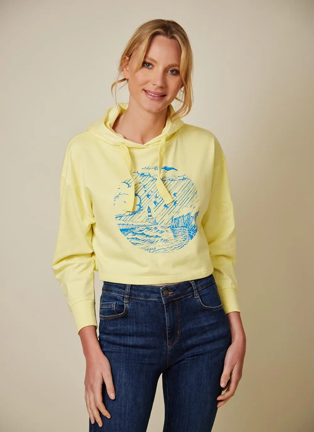 Ladies' Lighthouse Graphic Sustainable Cropped Hoodie