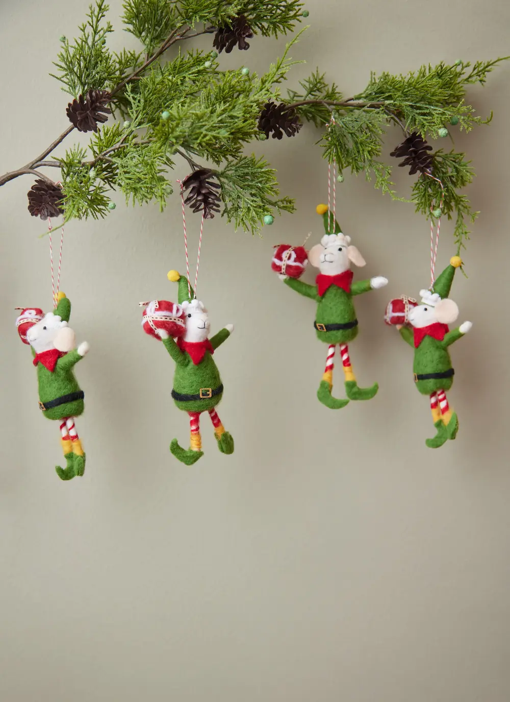 Christmas Mouse Decoration Set Of 4