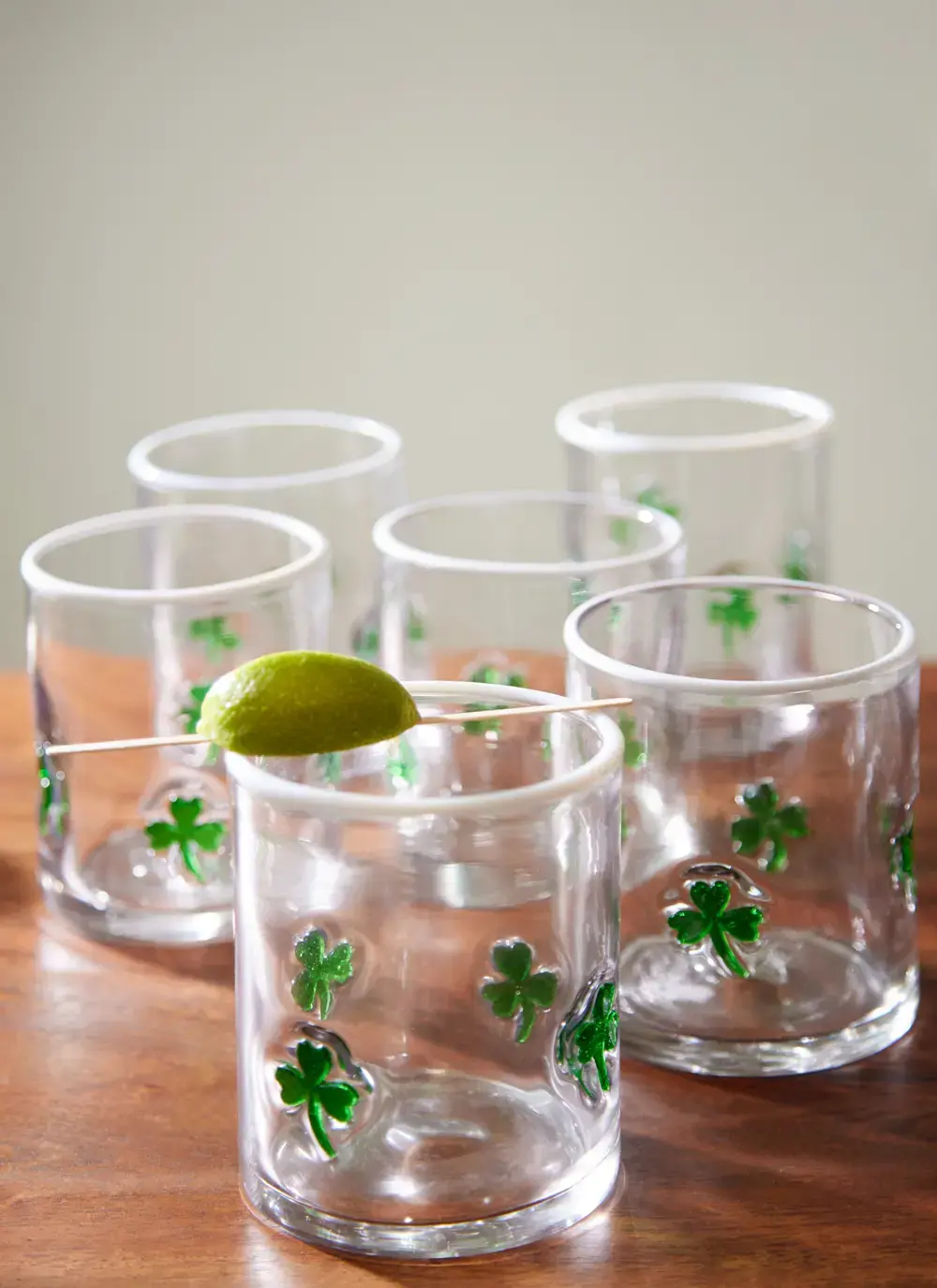 Shamrock Embossed Glass Set Of 6