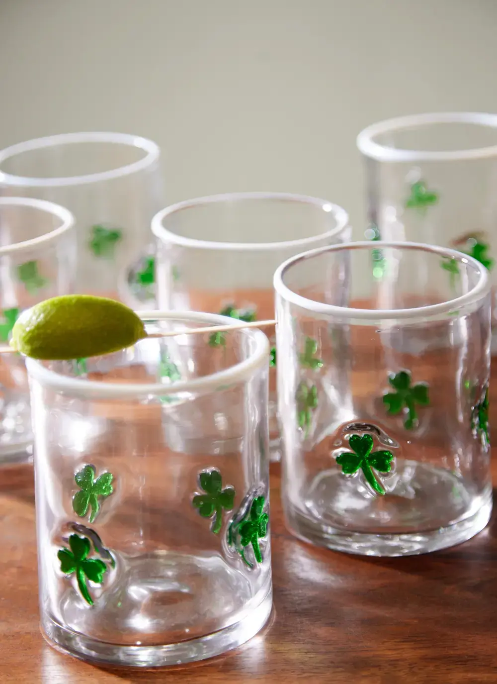 Shamrock Embossed Glass Set Of 6