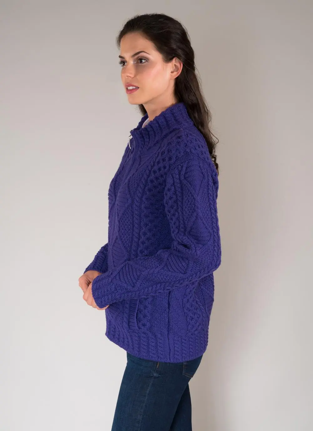 Megan Full Zip Aran Sweater