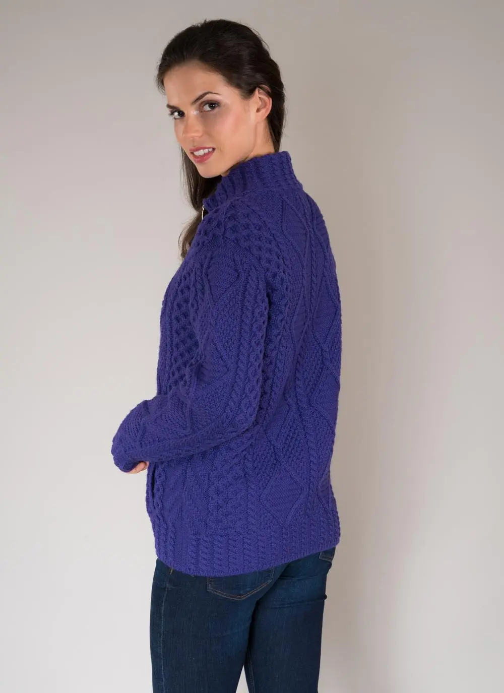 Megan Full Zip Aran Sweater