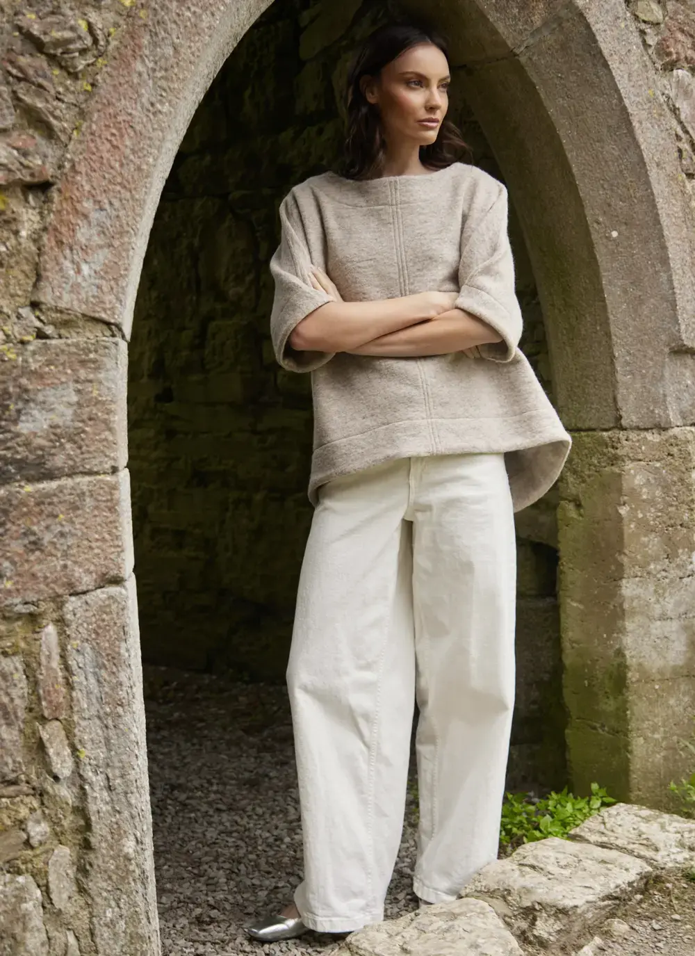 Melody Comfy Cozy Oversized Wool Top in Beige