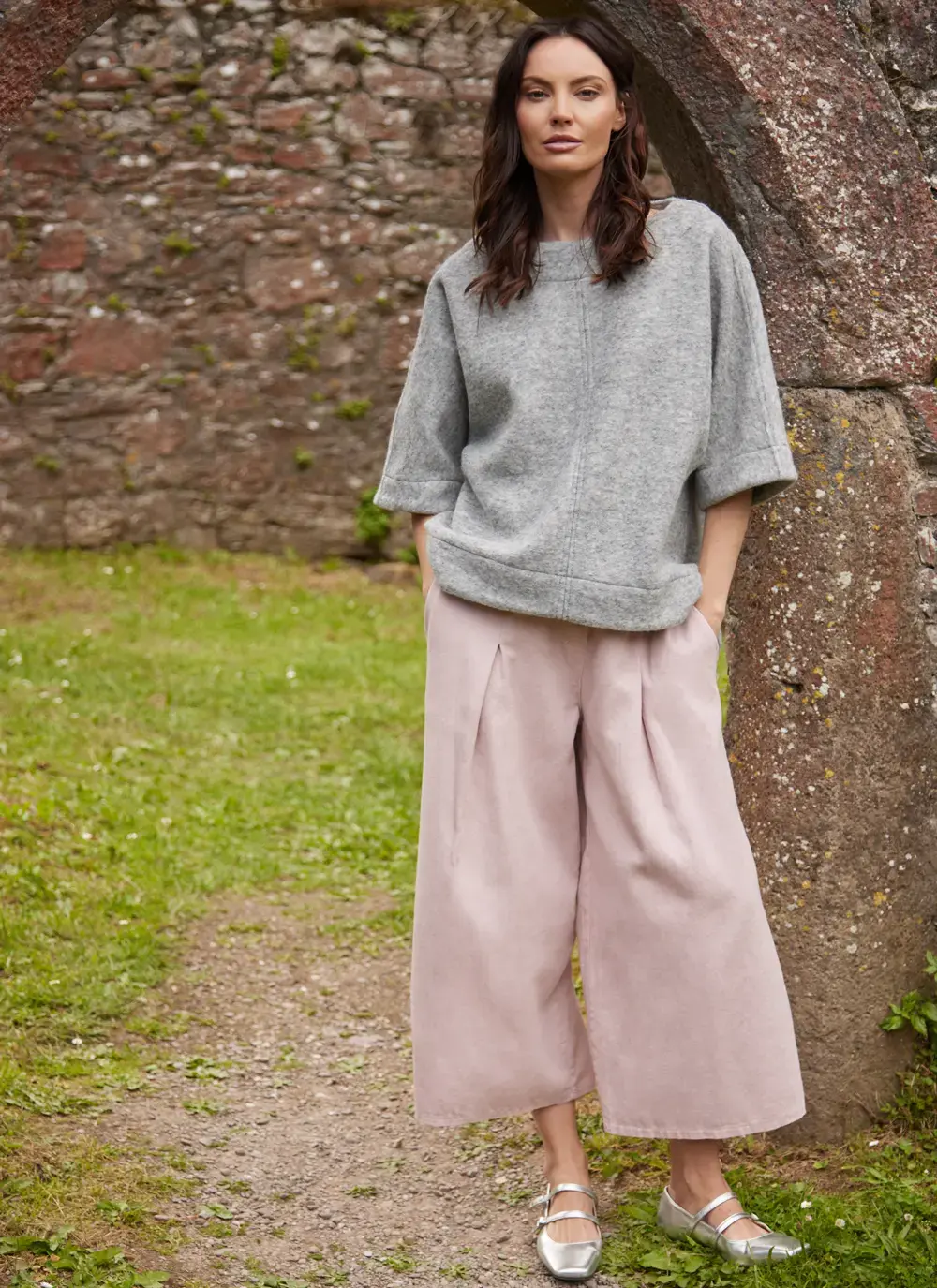 Melody cozy comfy oversized Wool Top in Light Grey 