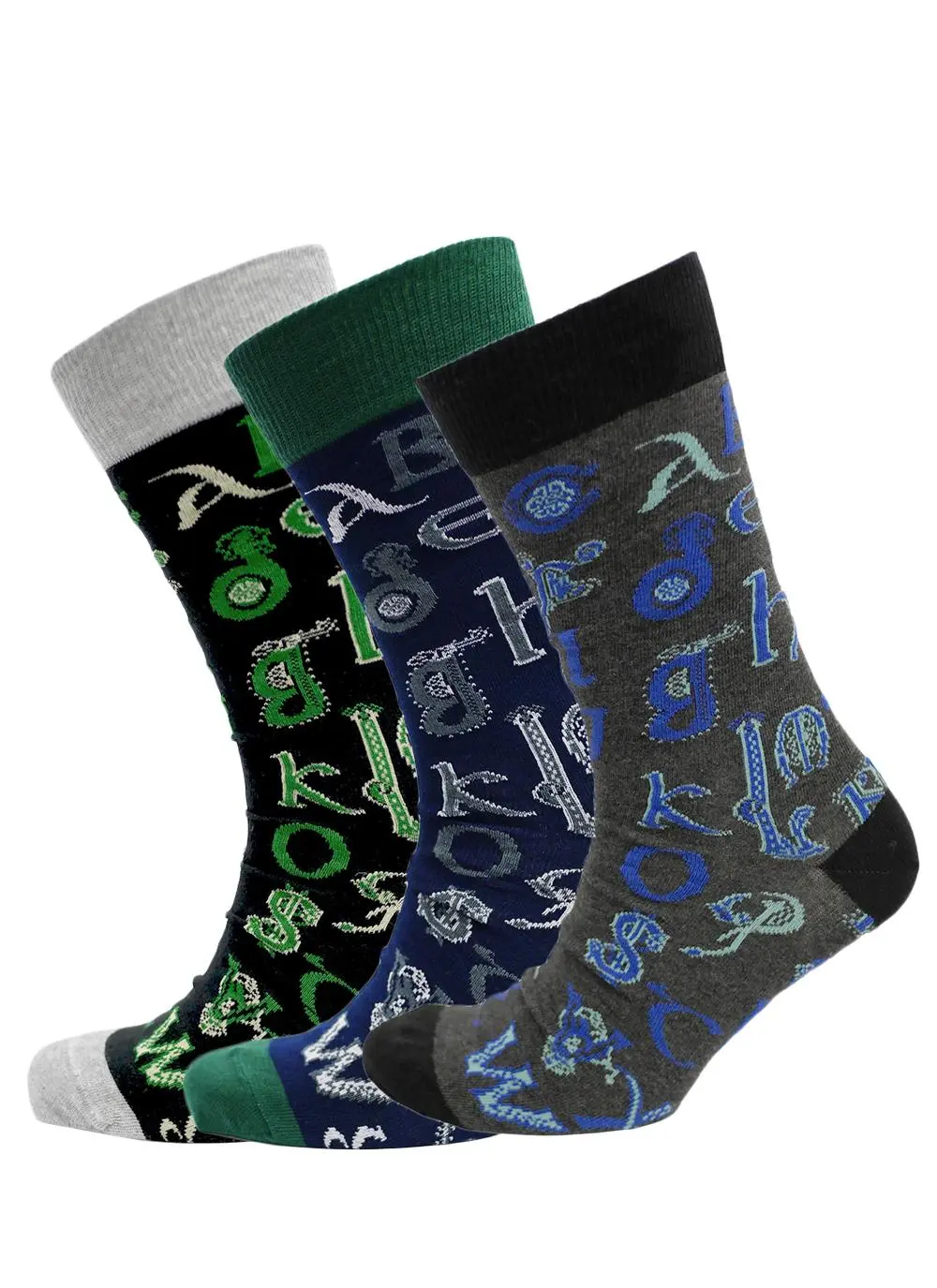 Set of 3 Men's Celtic Alphabet Socks
