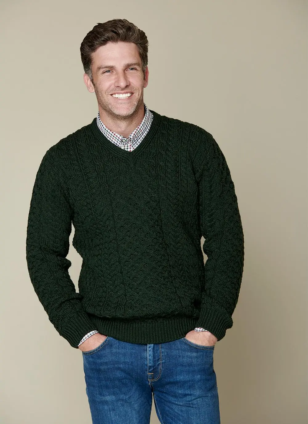 Liam V-Neck Aran Sweater