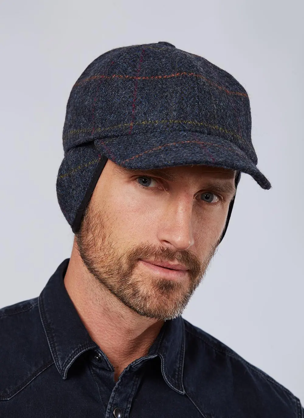 Gents Tweed Baseball Cap with Ear Flaps