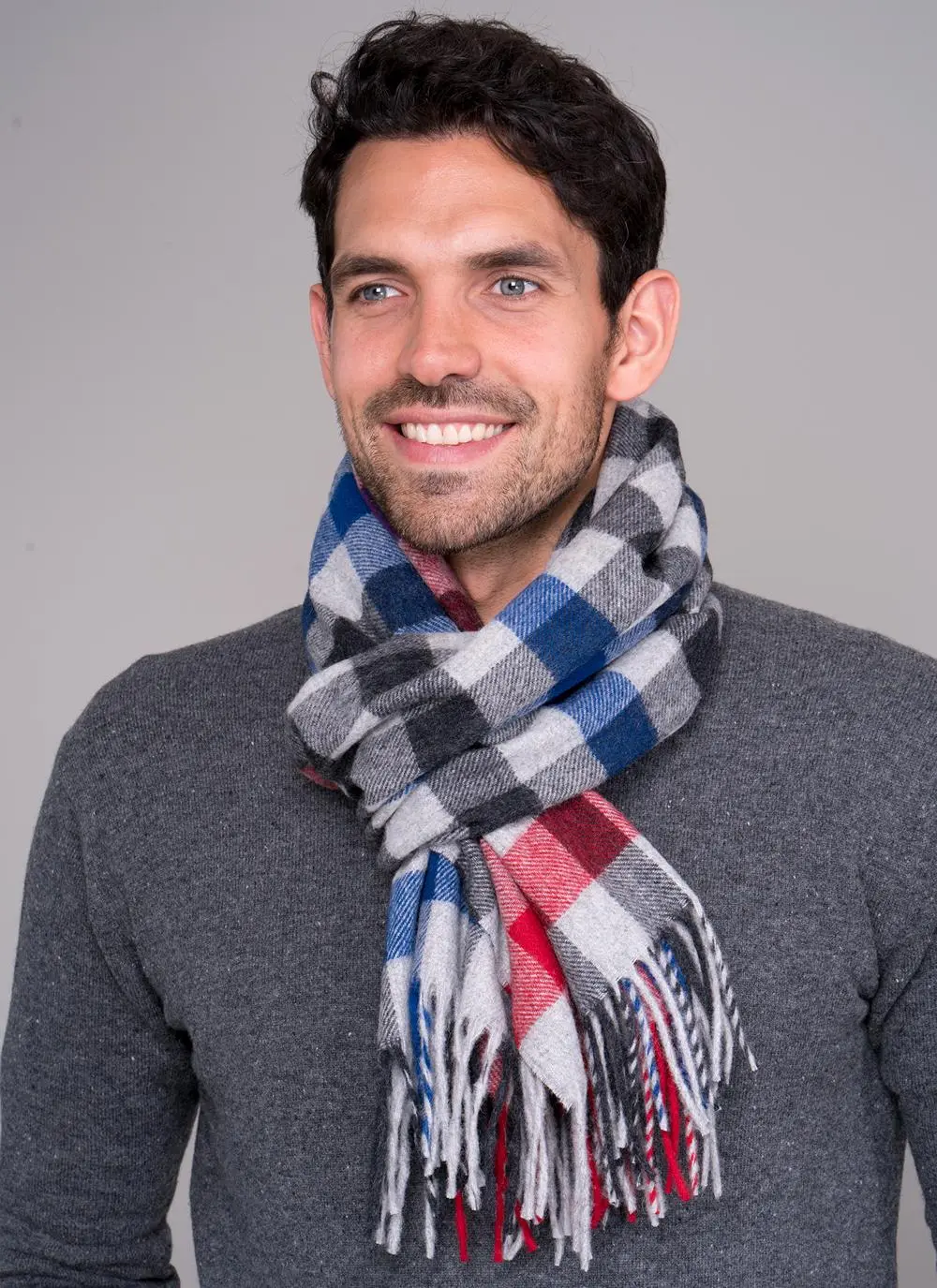 Men's Lambswool Scarf Multi Check