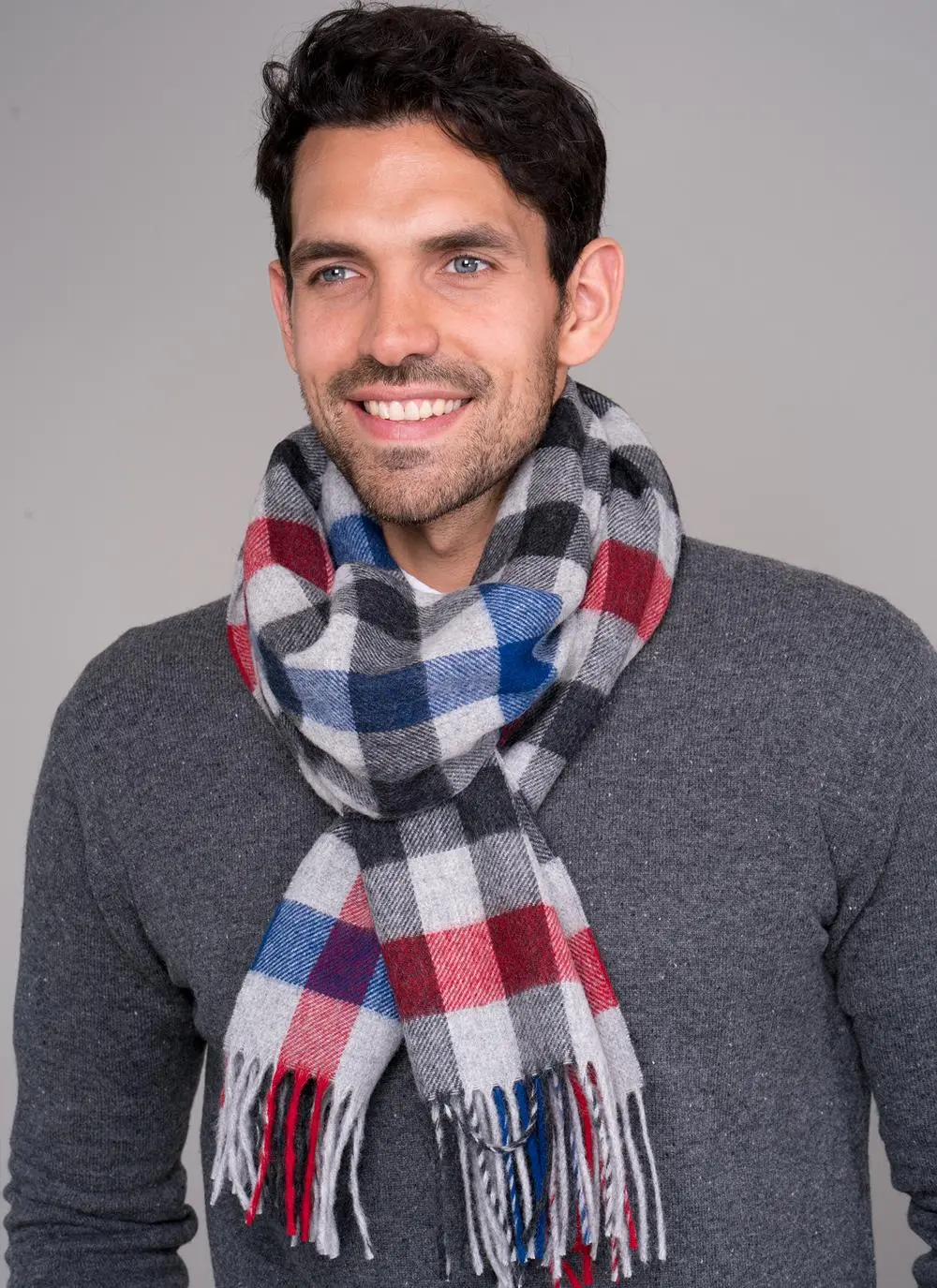 Men's Lambswool Scarf Multi Check