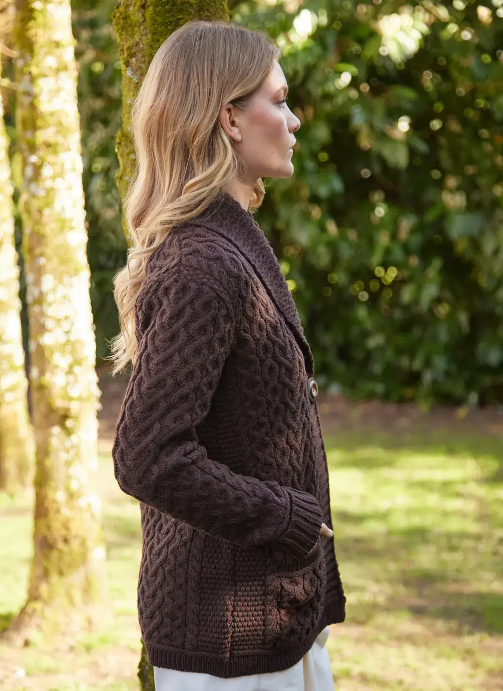 Merino One Button Cable Cardigan 