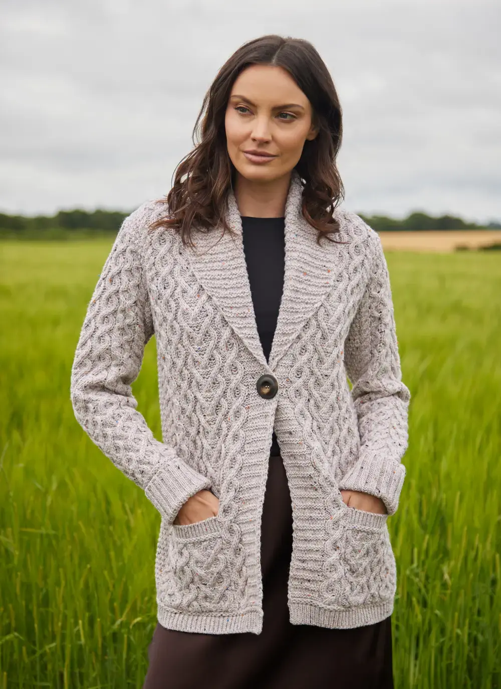 Merino One Button Cable Cardigan 