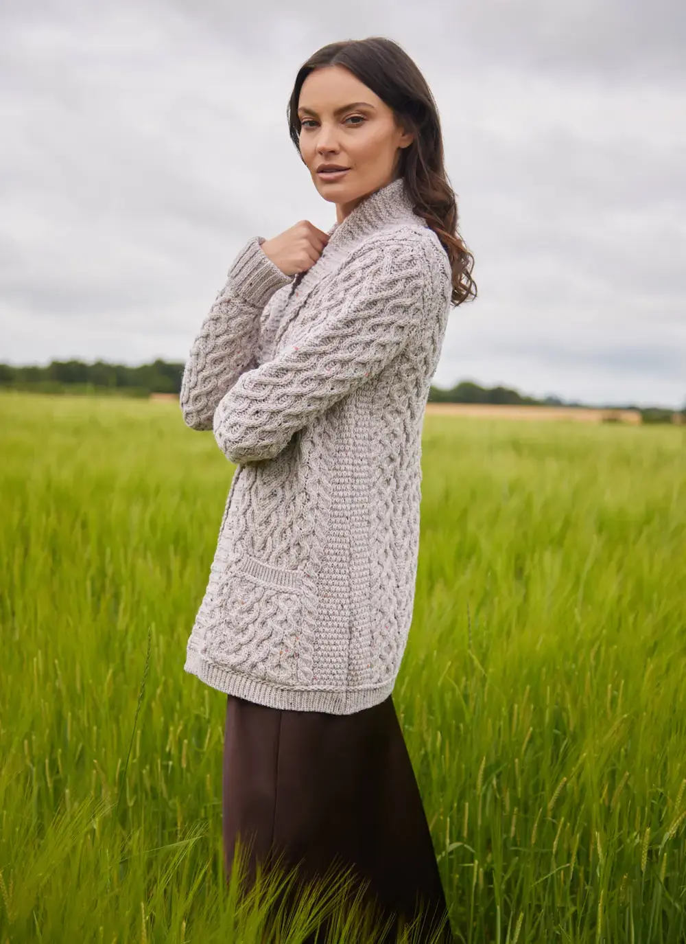 Merino One Button Cable Cardigan 
