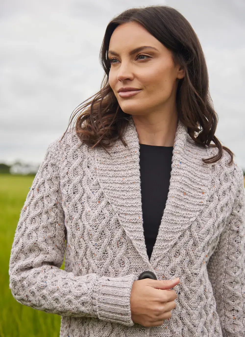 Merino One Button Cable Cardigan 