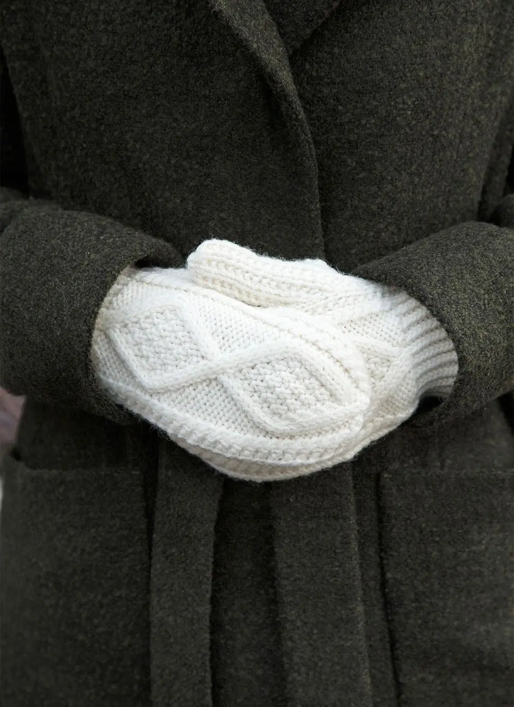 Hand-Knit Aran Mittens