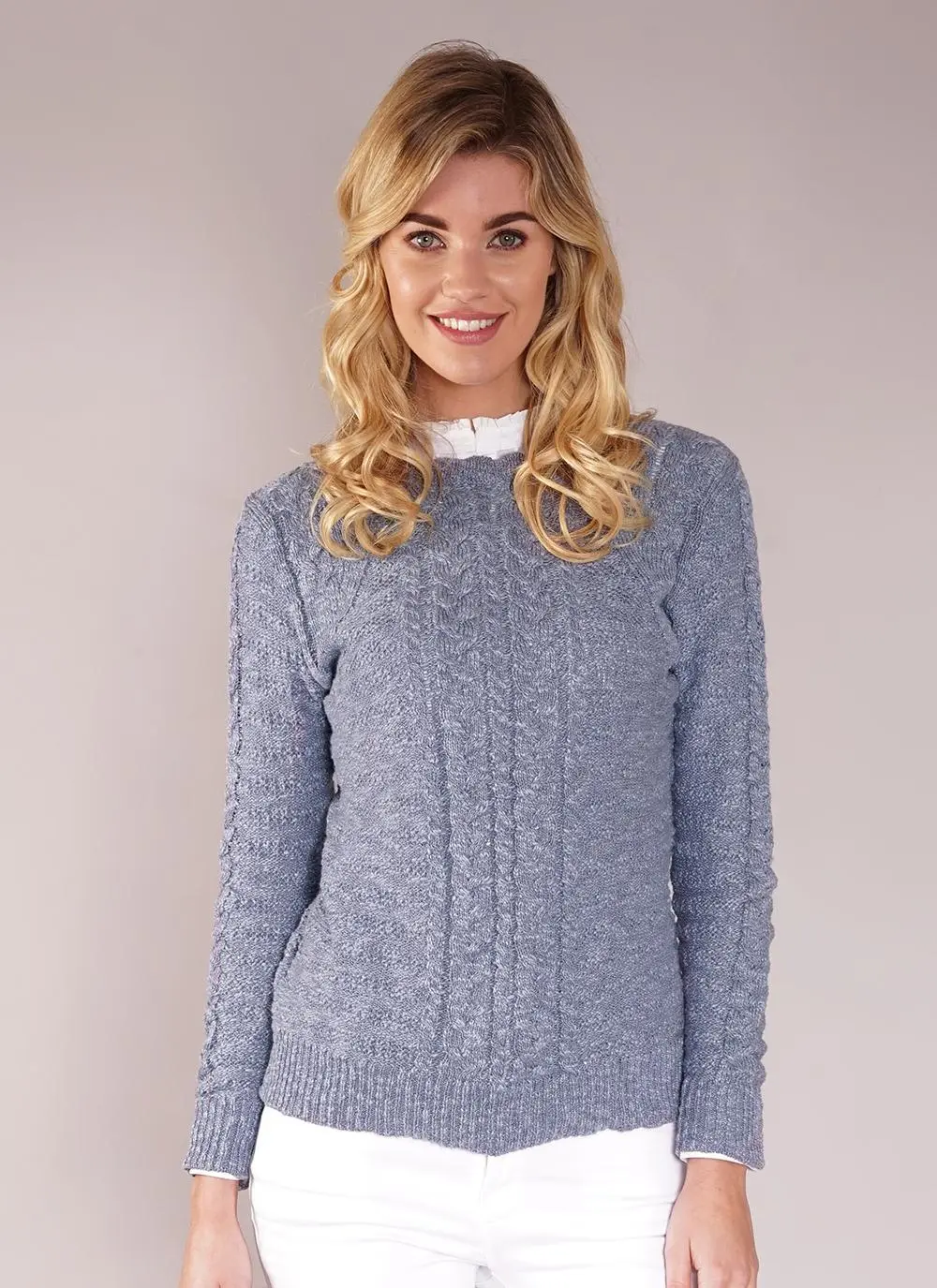 Moira Cotton Linen Sweater Denim Blue