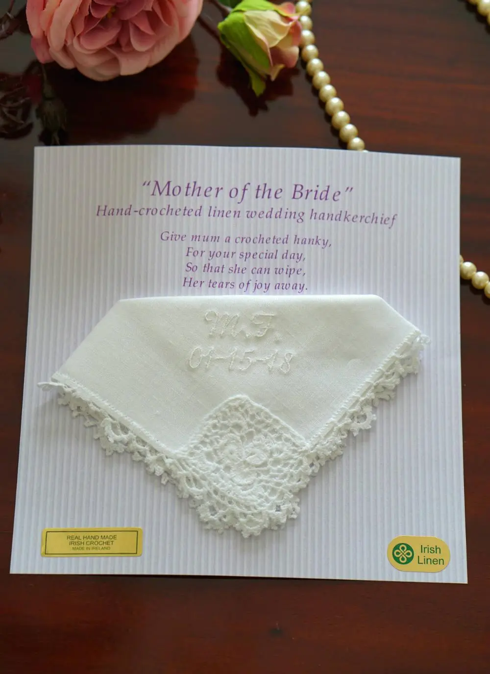 Personalized Mother Of The Bride Linen Hanky	