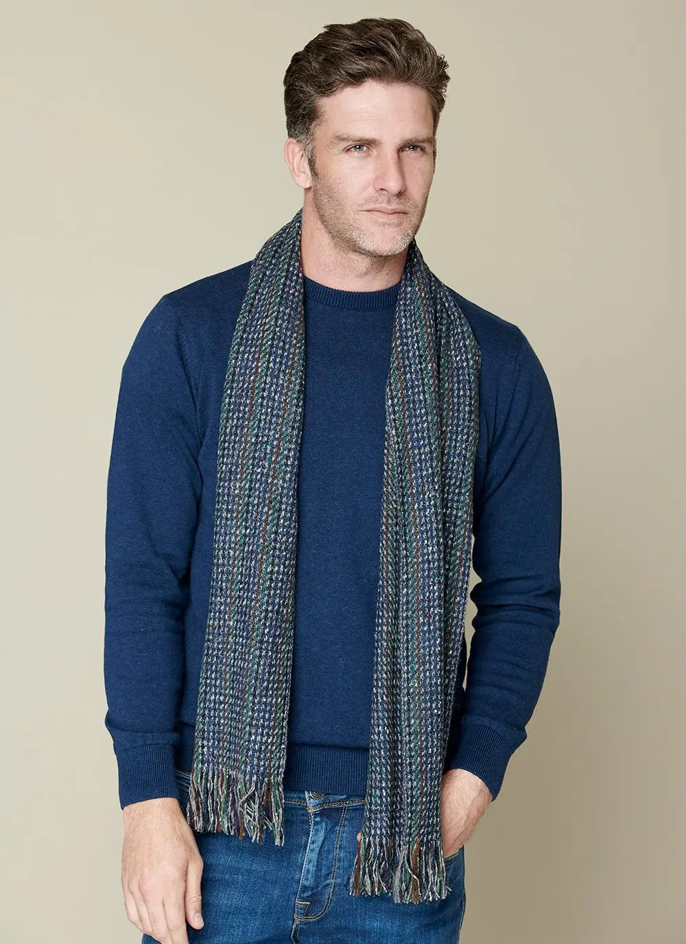 Mucros Wool Cashmere Donegal Tweed Scarf