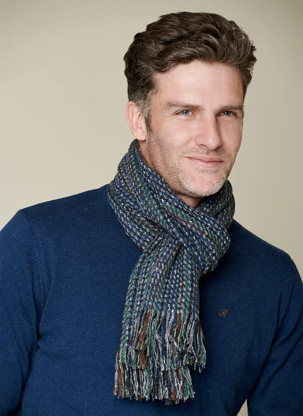 Mucros Wool Cashmere Donegal Tweed Scarf