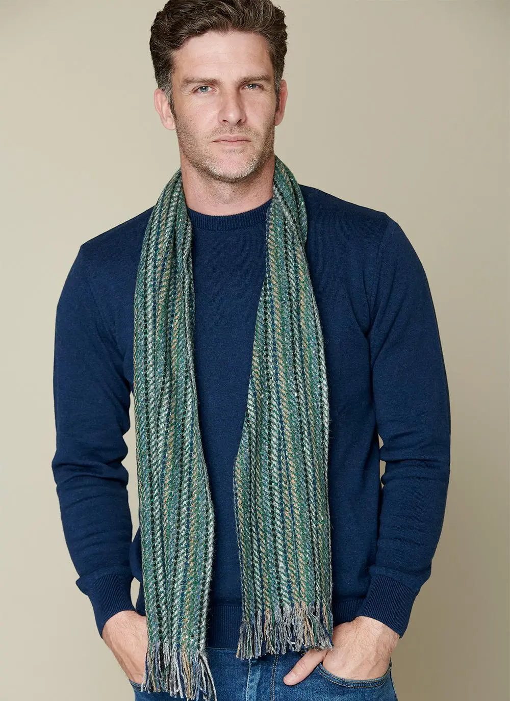 Mucros Wool Cashmere Donegal Tweed Scarf
