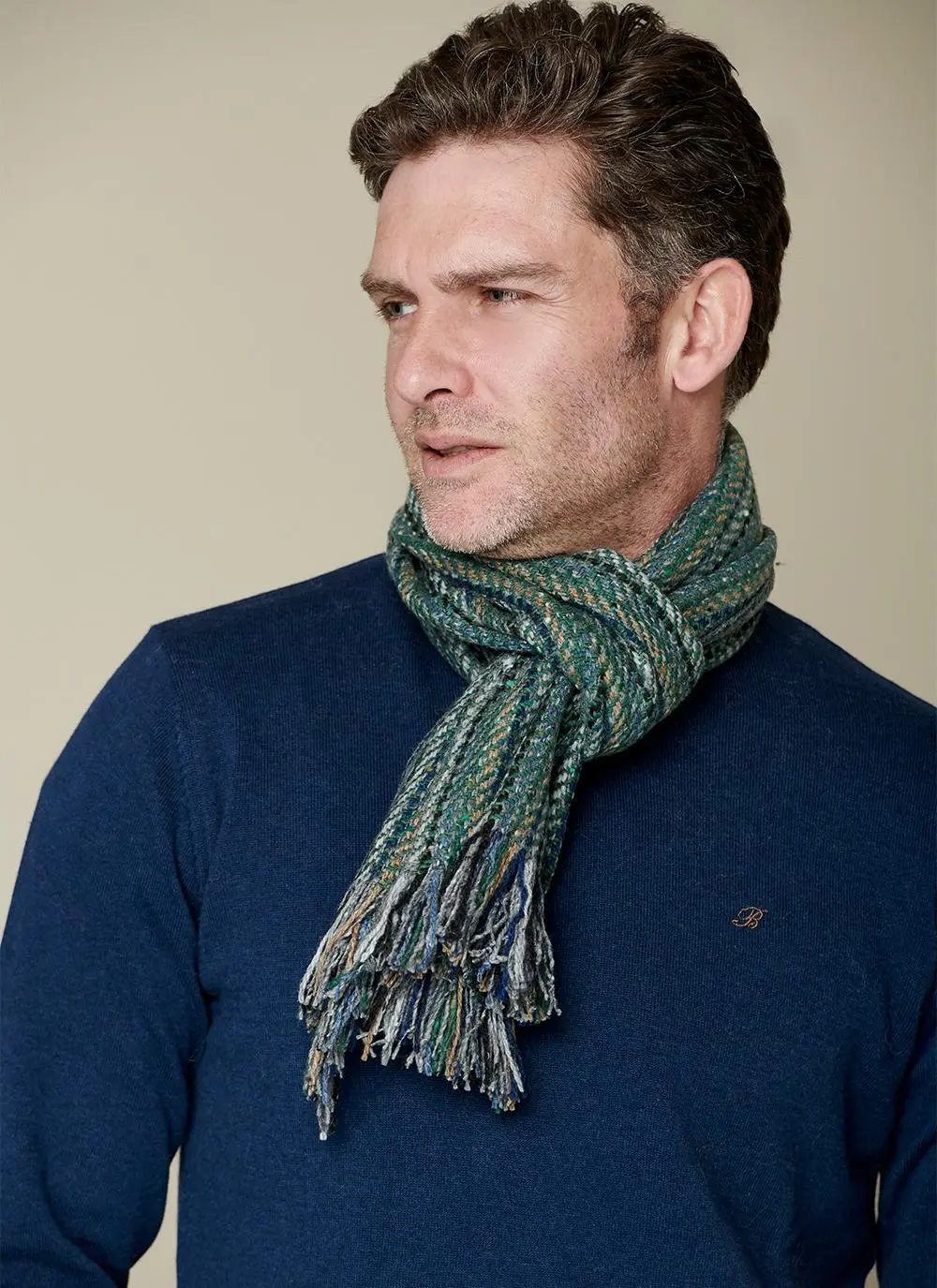 Mucros Wool Cashmere Donegal Tweed Scarf