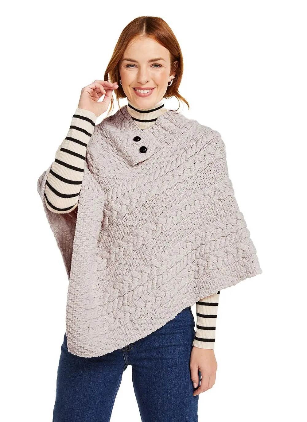 Cable Button Poncho 
