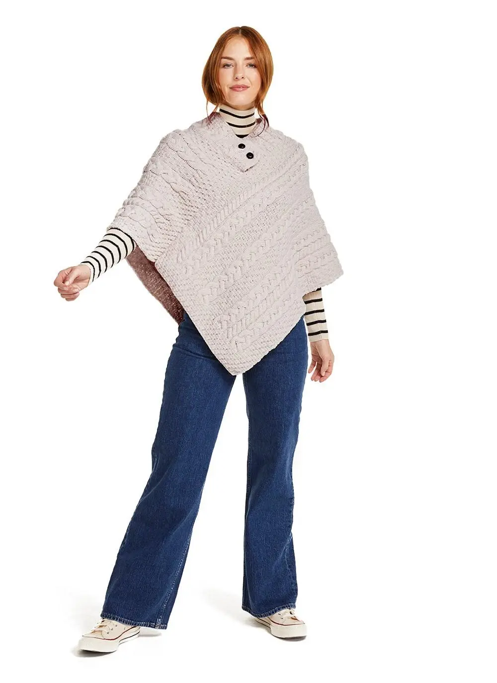 Cable Button Poncho 