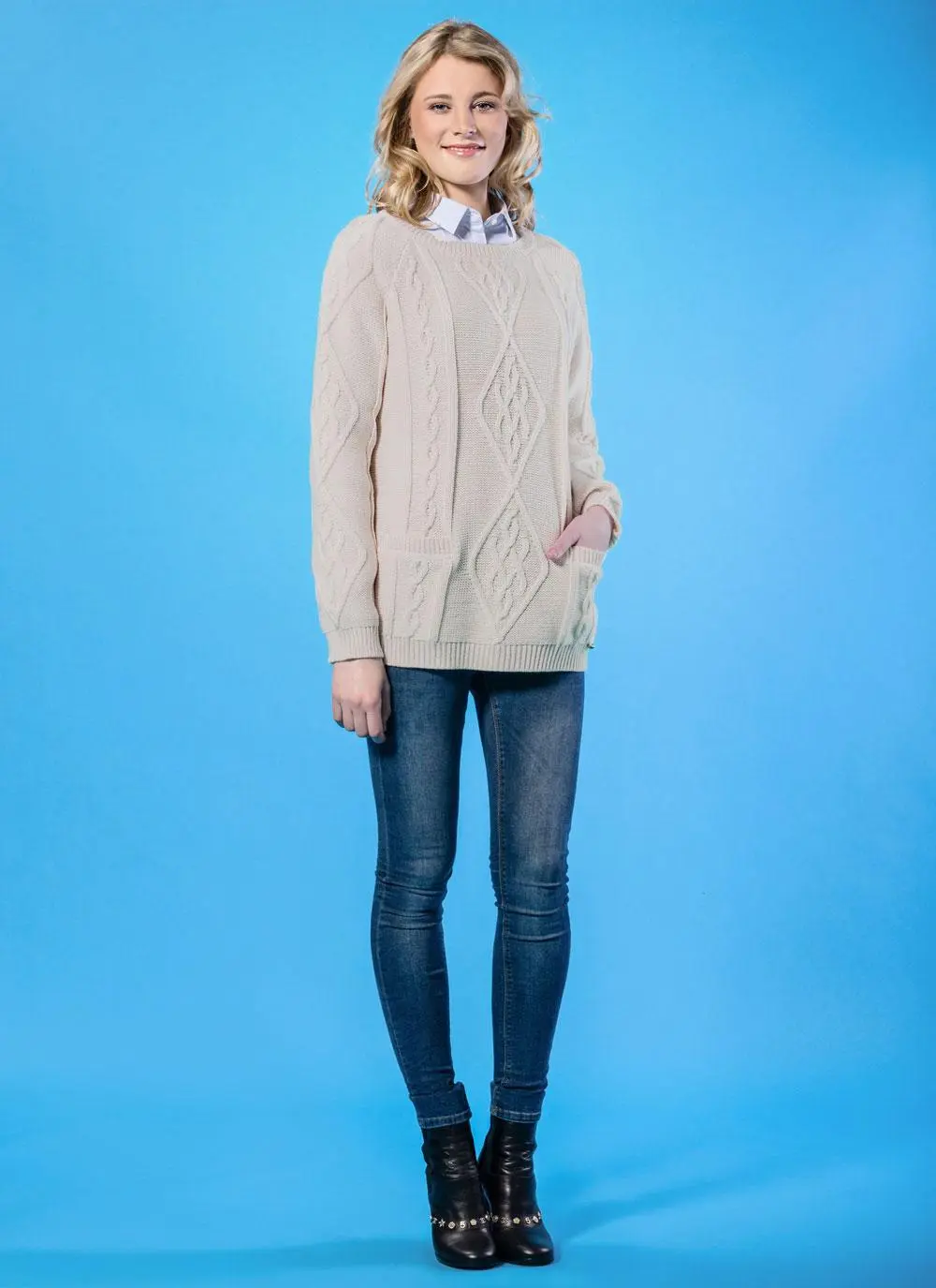Tara Aran Crew Neck Sweater