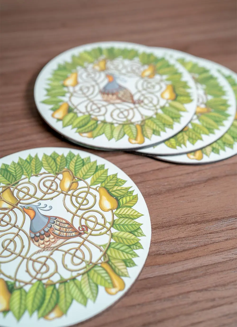 Partridge and Pear Coasters Set of 4