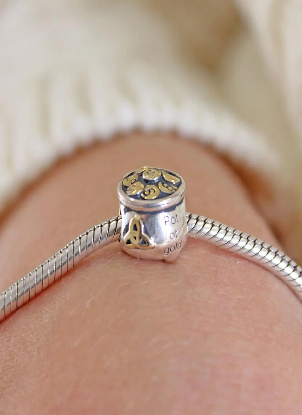 Sterling Silver & 14K Gold Pot of Gold Bead
