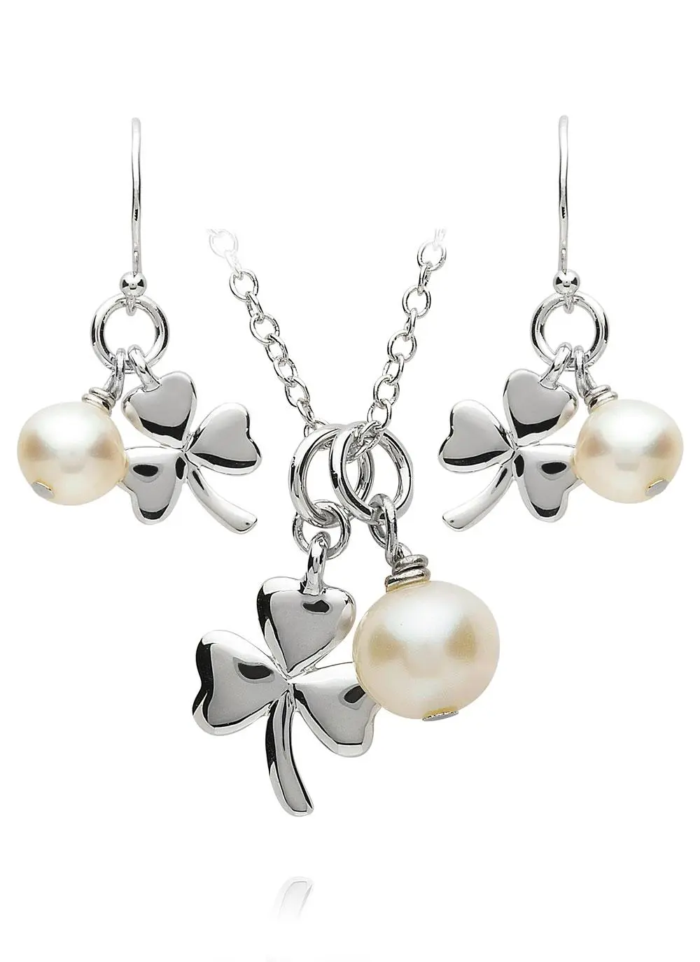 Shamrock Pearl Pendant & Earrings Set