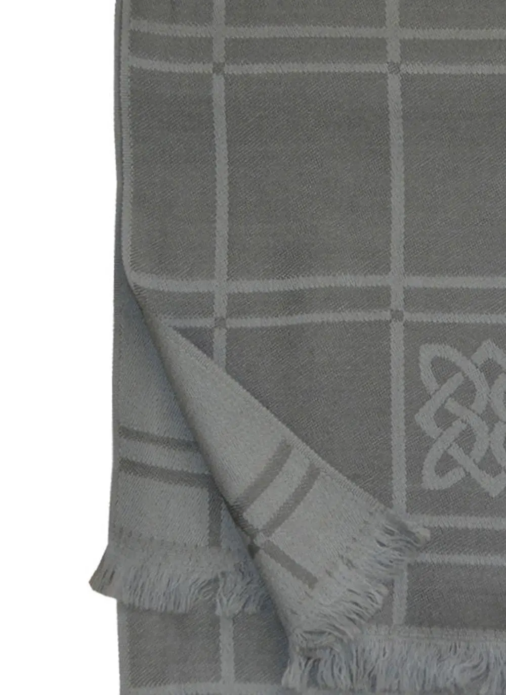 100% Pure Wool Gray Check Celtic Scarf