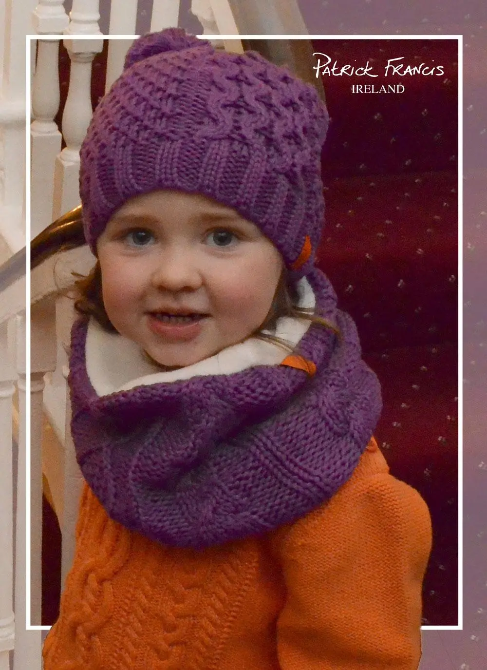 Kids Purple Knitted Bobble Hat