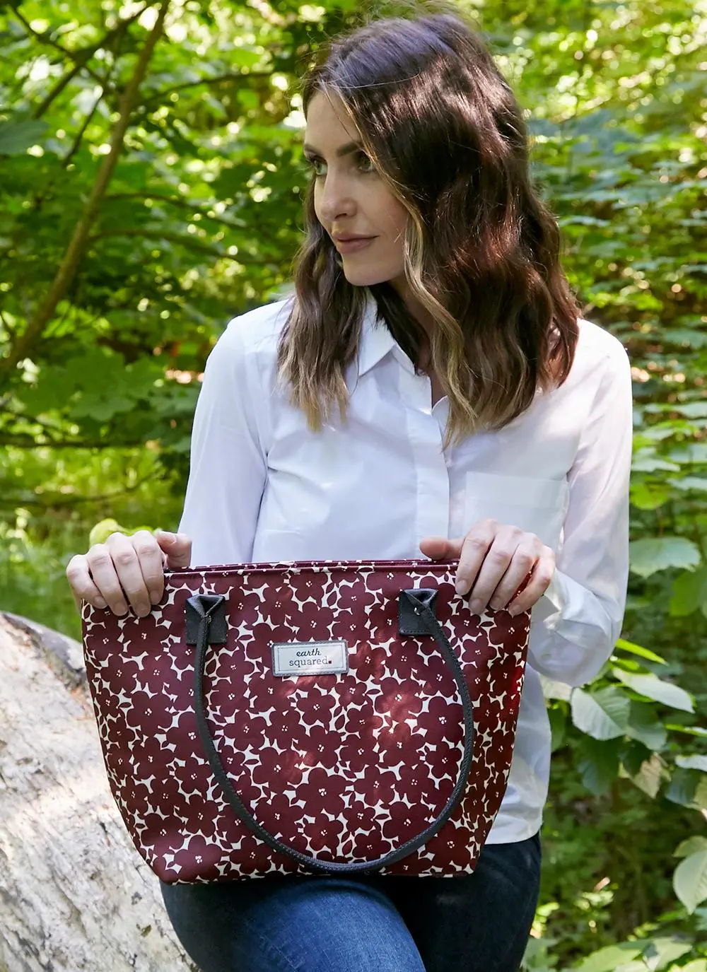 Red Flower Oil Cloth Tote Bag
